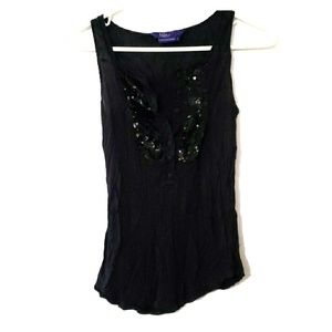Miley Cyrus Max Azria sequined button-up tank